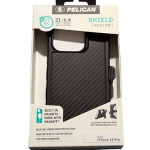 BB. Pelican Shield Kevlar, W/MagSafe Case and Holster For iPhone 15 Pro In Black